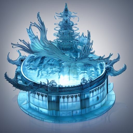 Liquid Oxygen Japanese Castle with Dragon Ornament