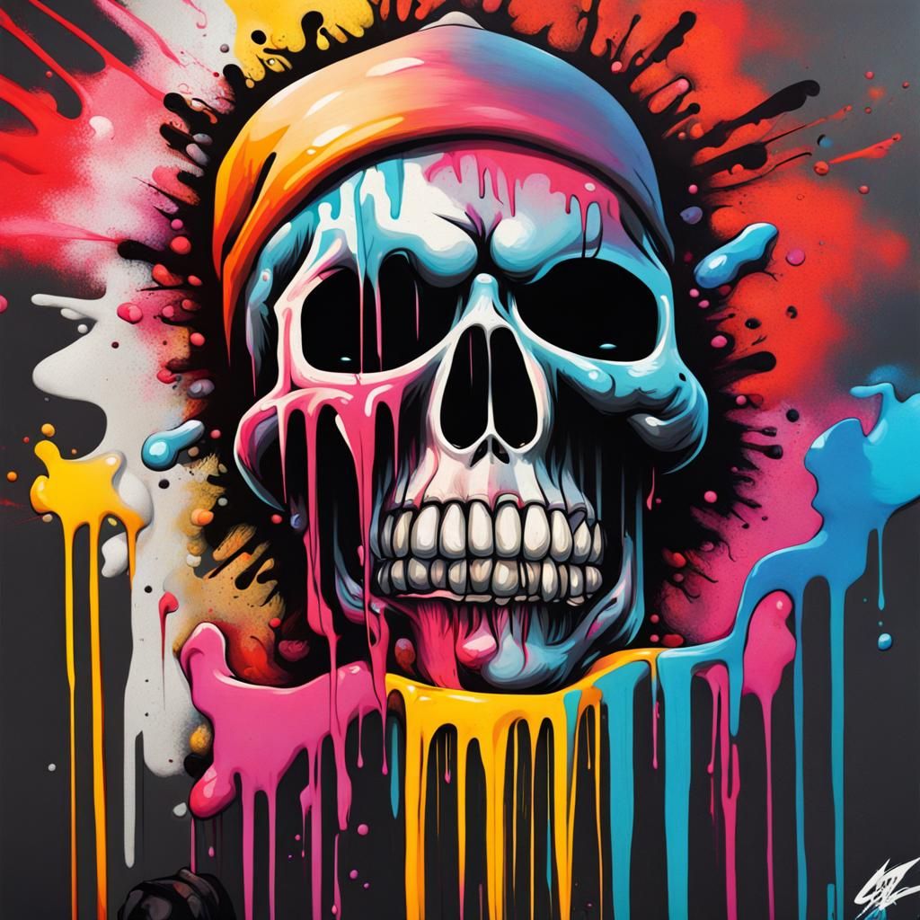 Graffiti Street Art in Polychromatic Splash Style
