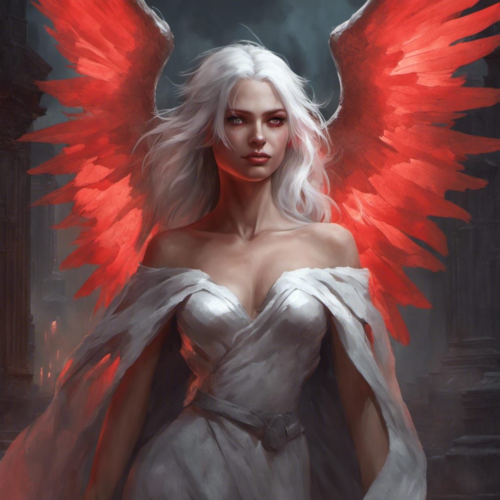 Sinister Angel in Cemetery Ruins: Hyperdetailed Portrait