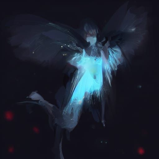 Anime Woman with Glistening Beading in Painterly Style