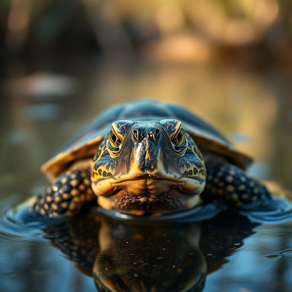 Snapping Turtle Portrait in Professional Photography Style