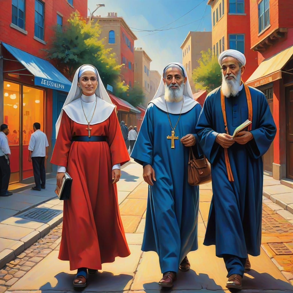 Triadic Harmony: A Vibrant City Scene