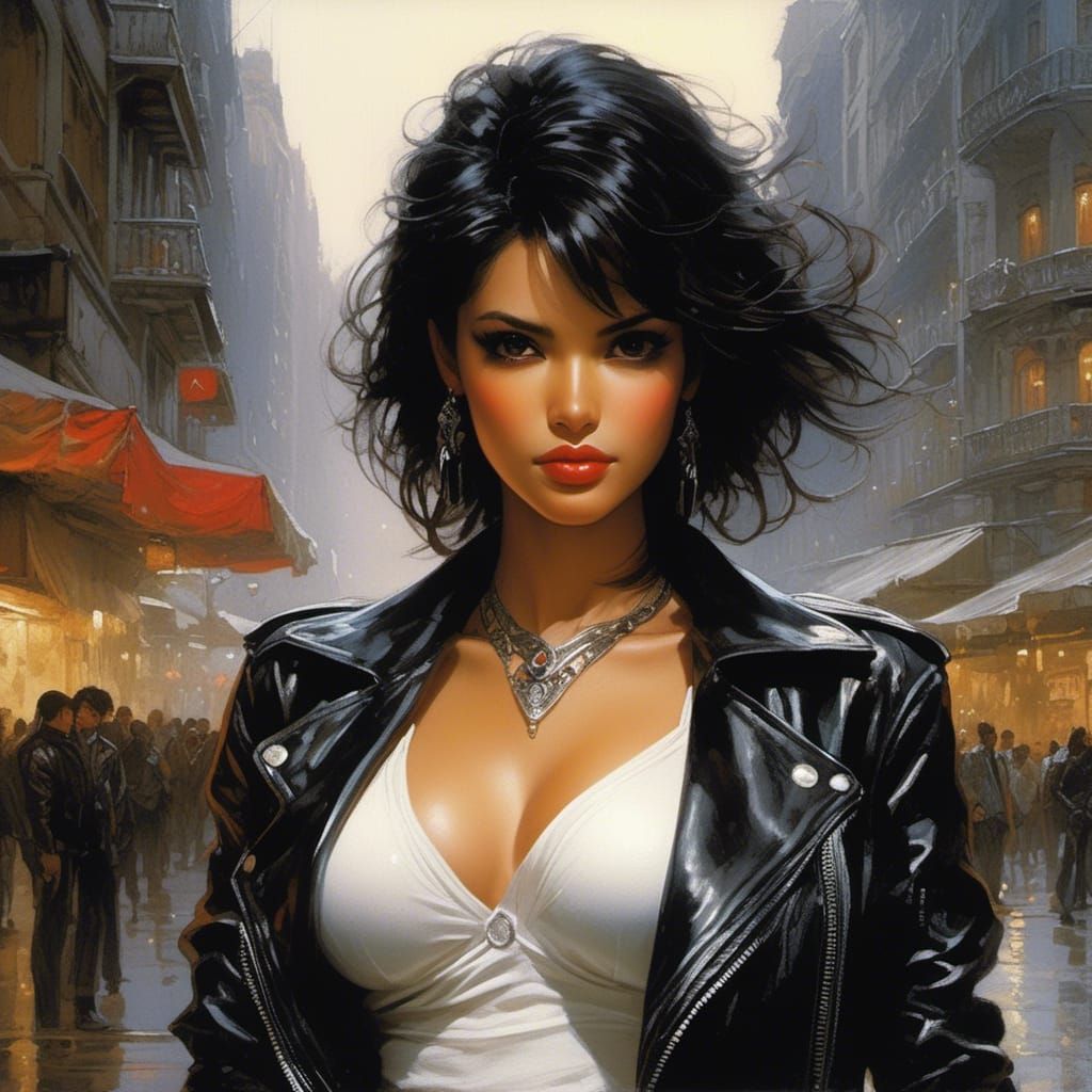 Luis Royo Style Woman in City Street