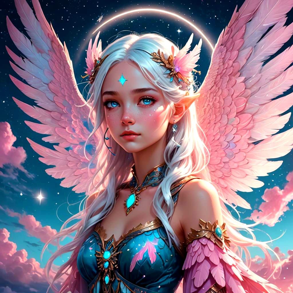 Fae with Pink Wings in Wonderland Style