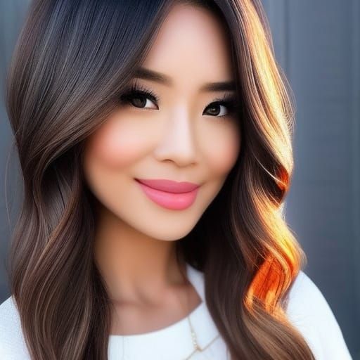 Beautiful Young Woman Portrait in Detailed Digital Art