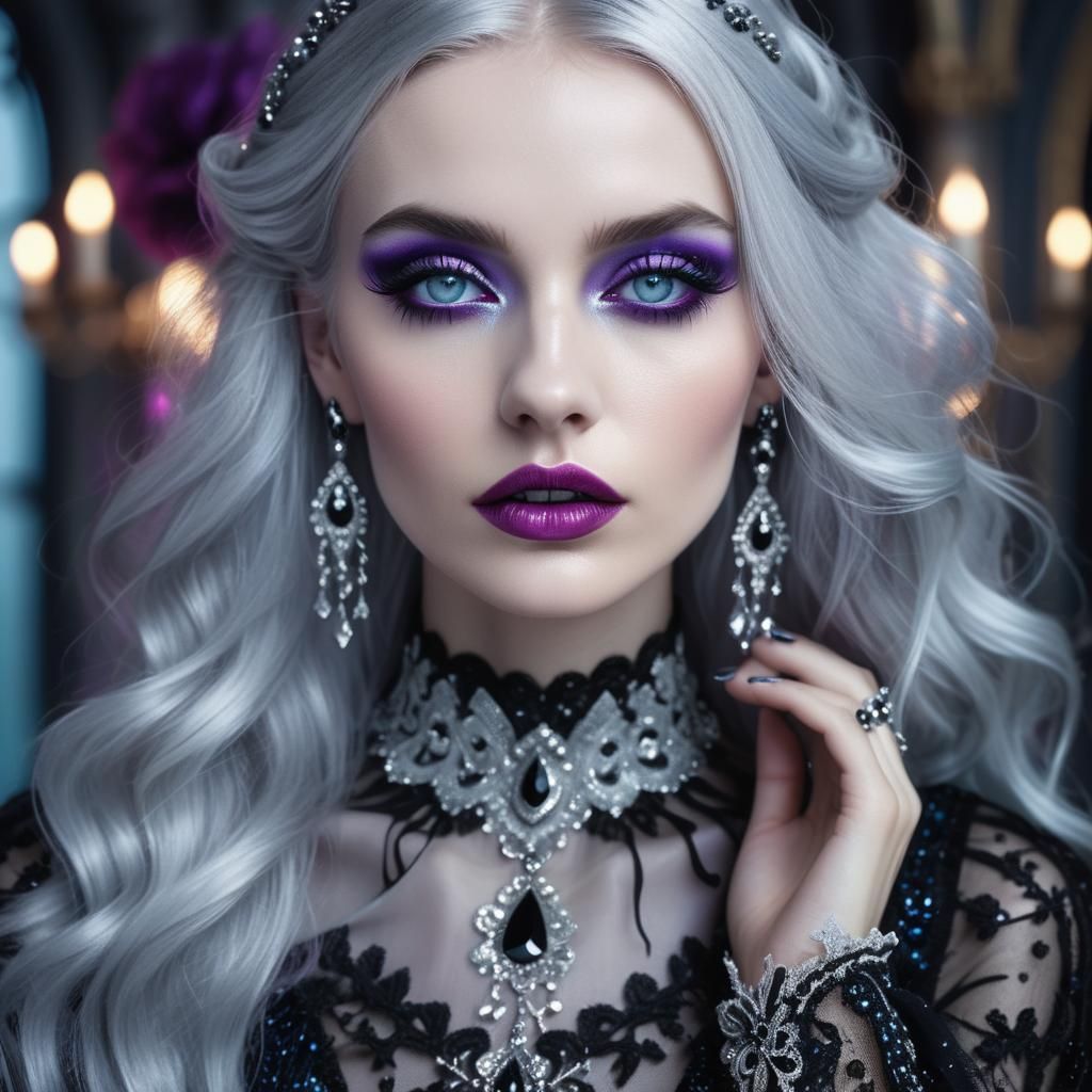 Gothic Fashion: Silver Hair and Lace in High Fashion
