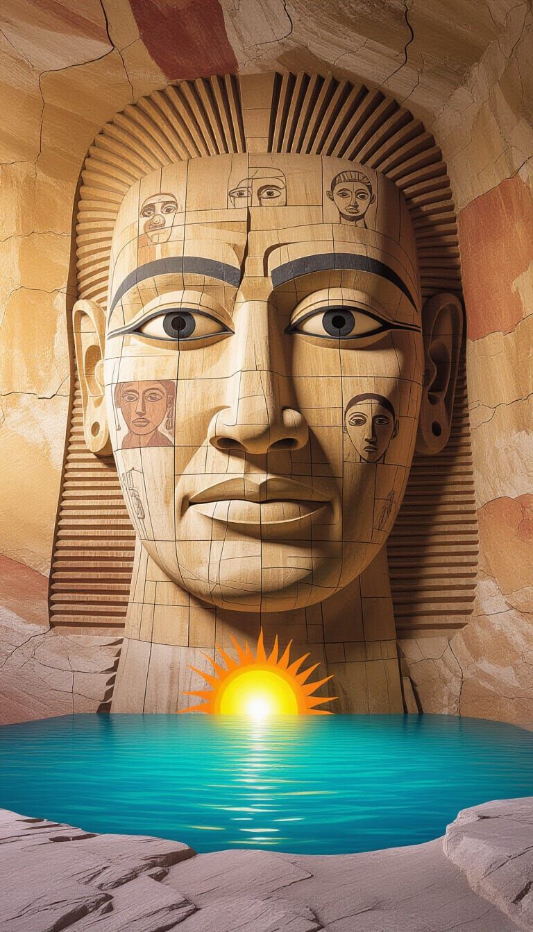 Paleolithic Art: Colossal Human Head Carved in Cave Rock