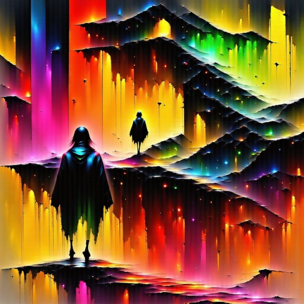 Biomechanical Warrior in Cyberpunk City