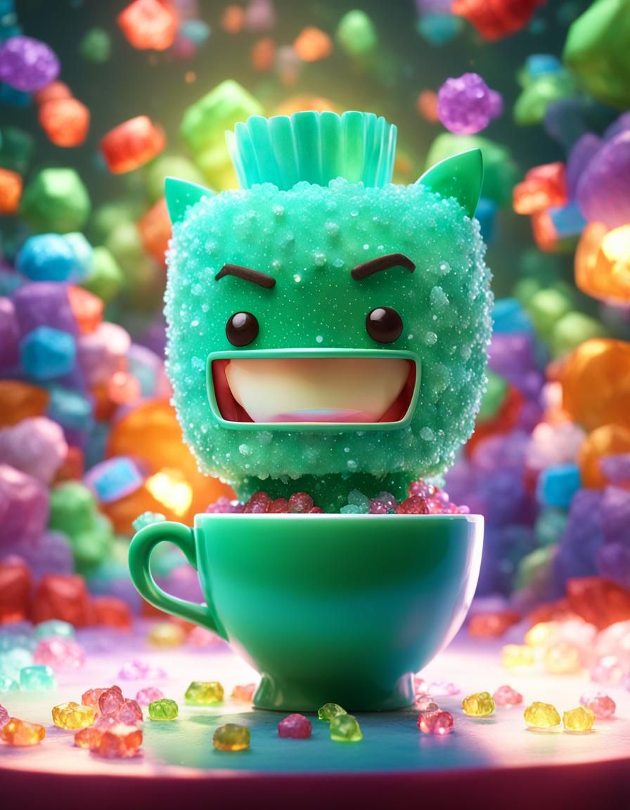 Teacup Superhero in Green Dungeon: Candy Art