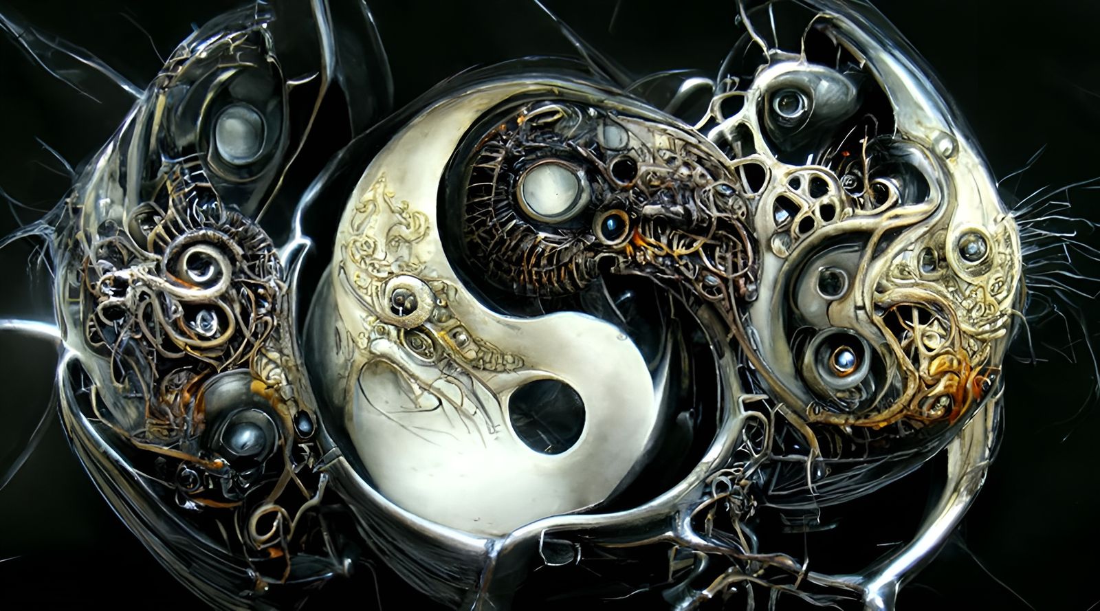 Biomechanical Yin and Yang in Steampunk Style