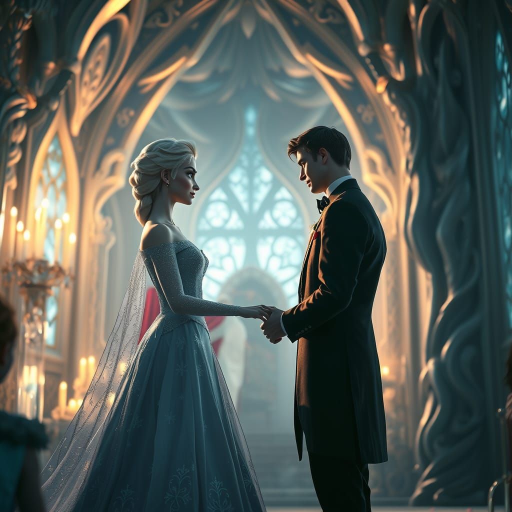 Elsa's Wedding in Hyperrealistic Ice Palace