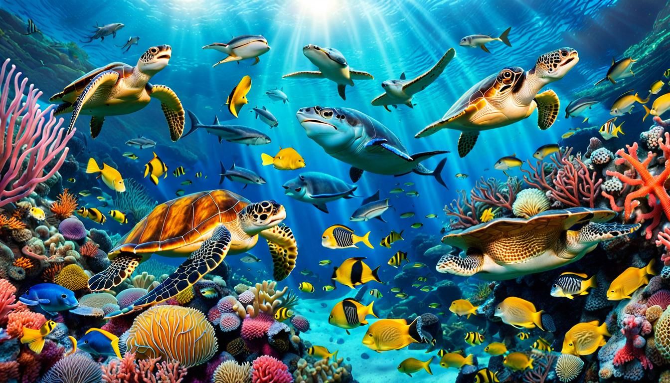 Vibrant Marine Life in Lush Coral Reef Ecosystem