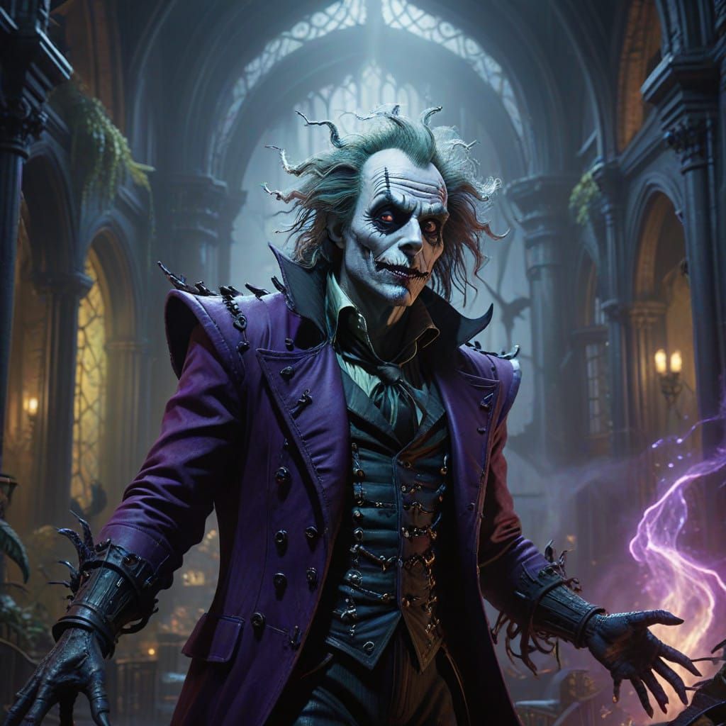 Majestic Dark Fantasy Art Piece Combining Beetlejuice and Gh...