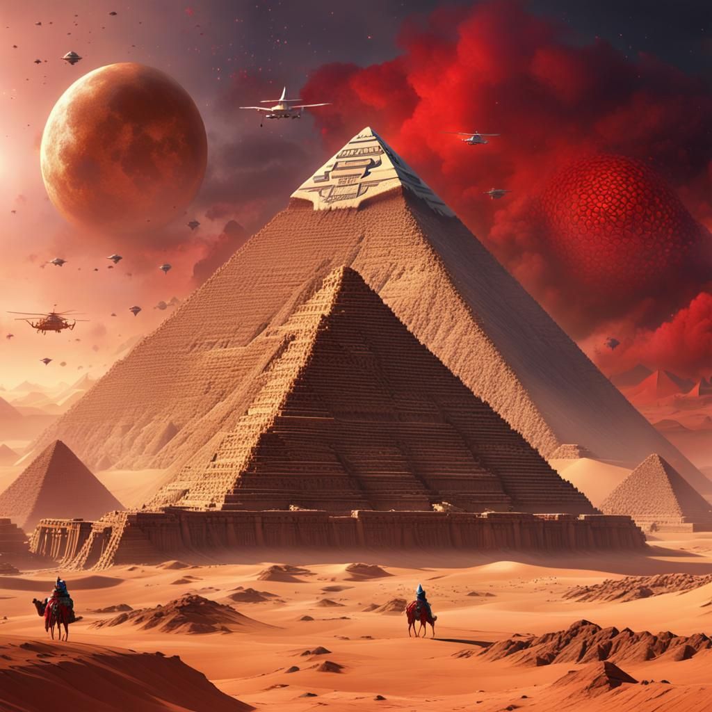 Egyptian Pyramids Construction: Fantasy Concept Art