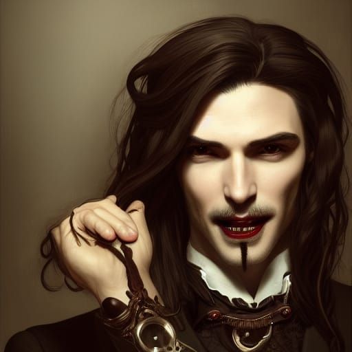 Steampunk Vampire Portrait in Hyperdetailed Style