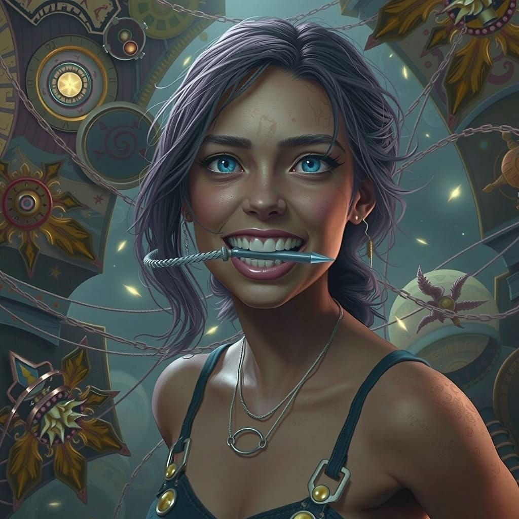 Enigmatic Inventor Surrounded by Whirring Machinery