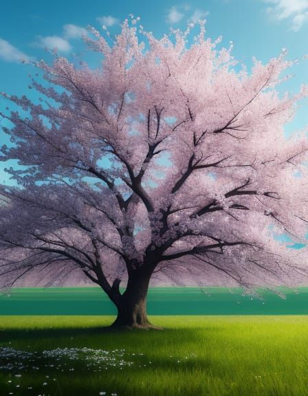 Vibrant Spring Tree in Cinematic Detail