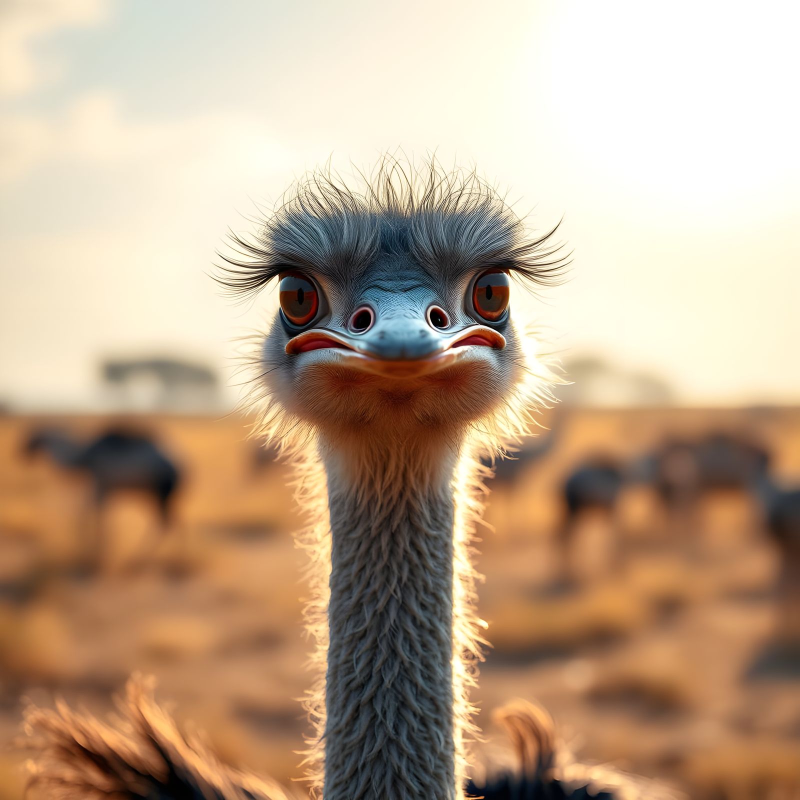 Savannah Ostrich Portrait in Vibrant Wildlife Style