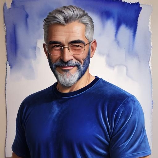 Smiling Italian Man with Silver Beard, Impasto Painting