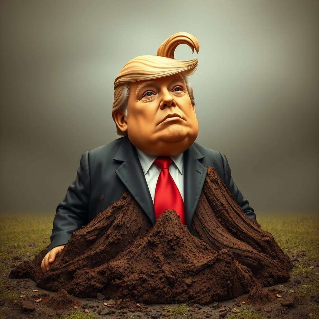 Satirical Portrait of a Politician in Unflattering Scenery