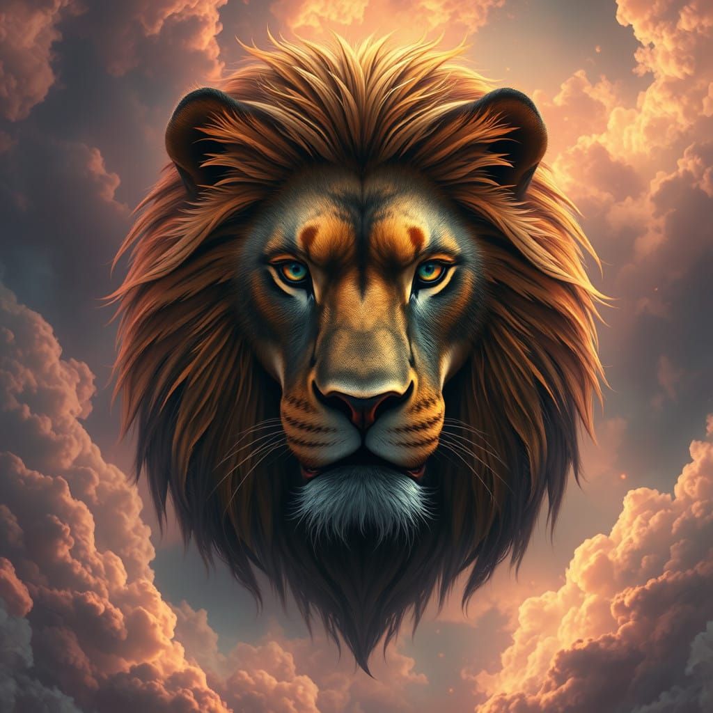 Majestic Lion Head in Dreamlike Fantasy World