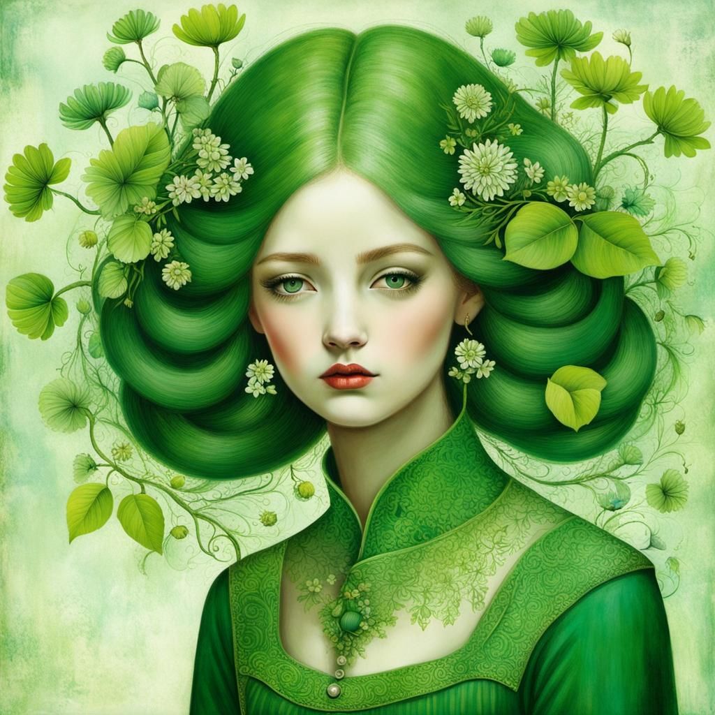 Green Spring Color Art, Intricate Digital Painting