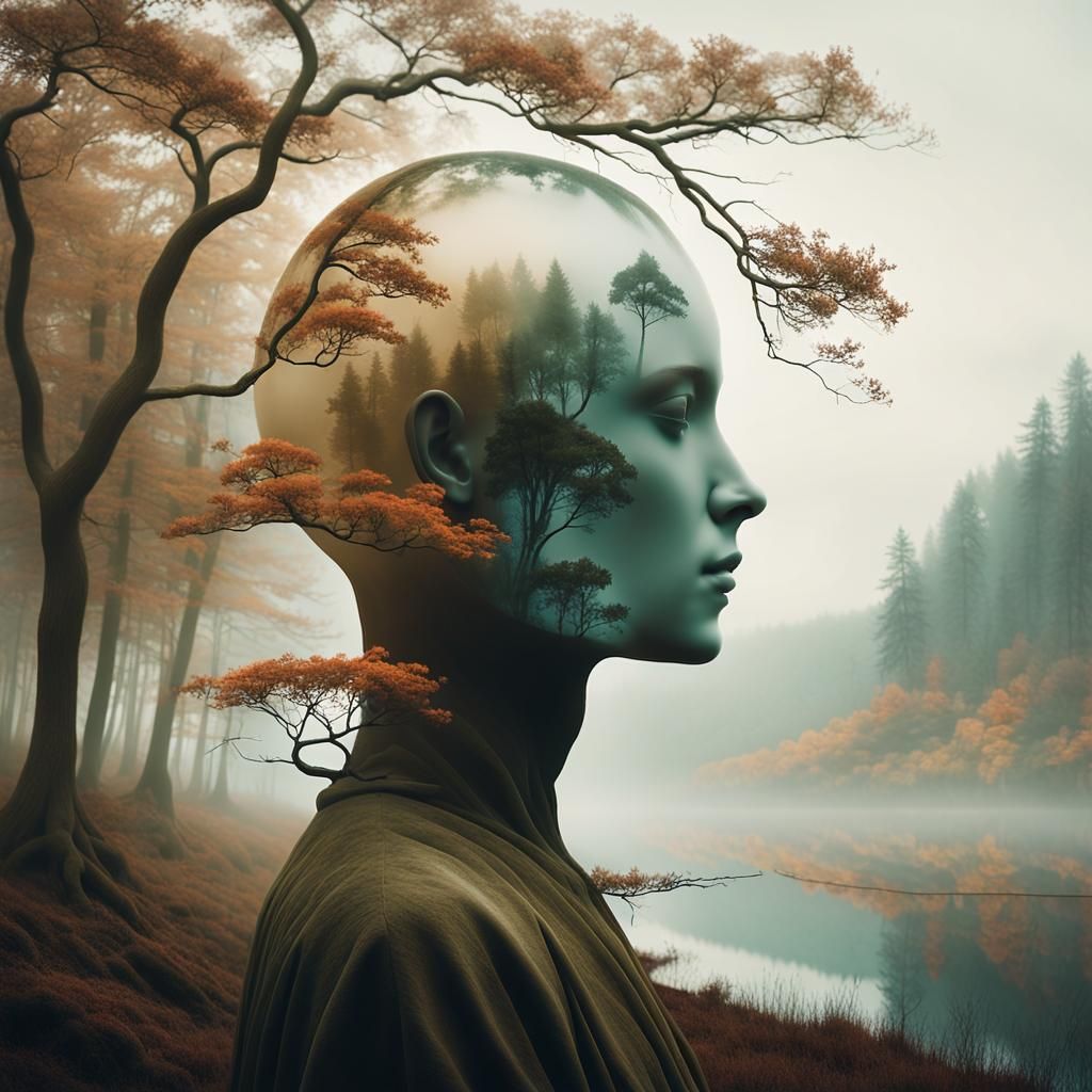 Surreal Human Head Reveals Ethereal Landscape