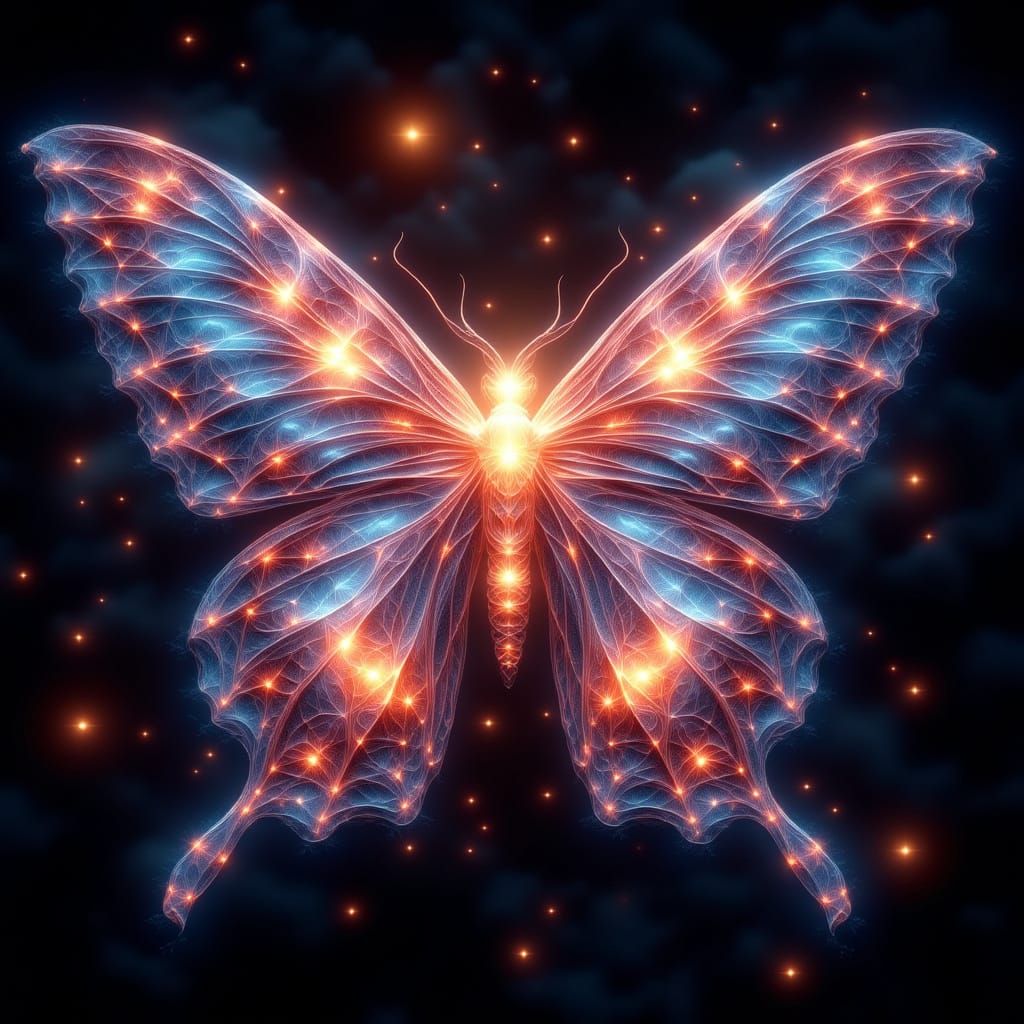 Luminous Fractal Moth in Ethereal Fantasy Atmosphere