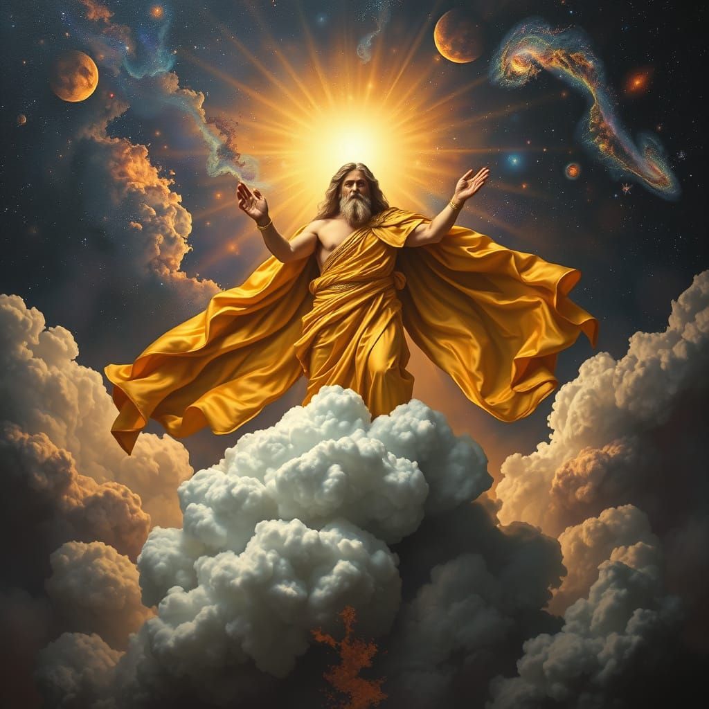 Júpiter, Majestic God of the Cosmos, Surrounded by Golden Au...