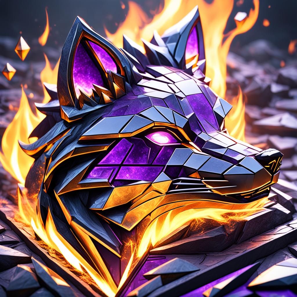 Fox Diamond Logo in Dark Fantasy Style