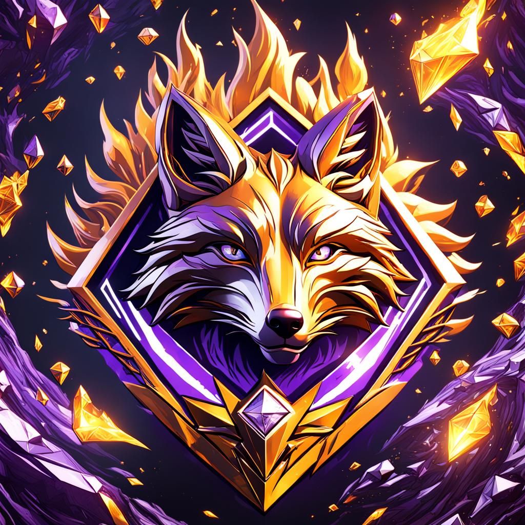 Fiery Fox Diamond Logo: Dark Fantasy Concept Art