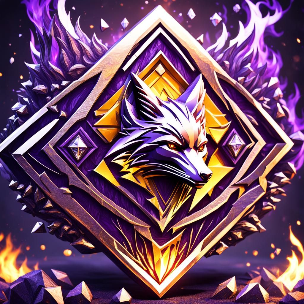 Fiery Fox Diamond Logo in Dark Fantasy Style
