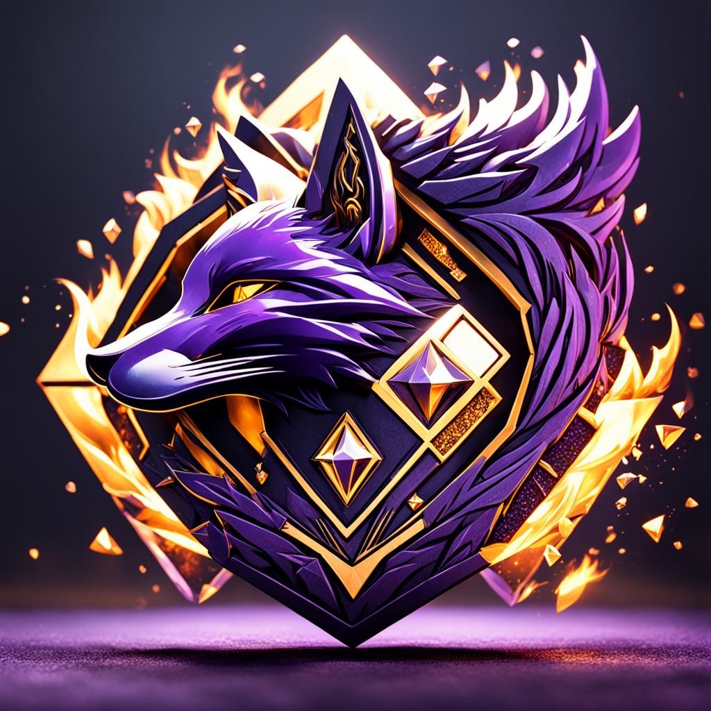 Fiery Fox Diamond Logo: Dark Fantasy Art