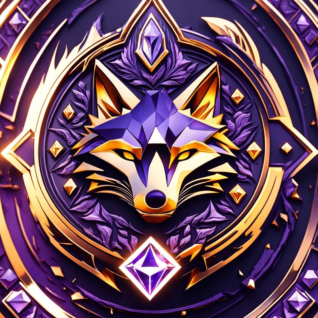 Fiery Diamond Fox Logo in Dark Fantasy Style
