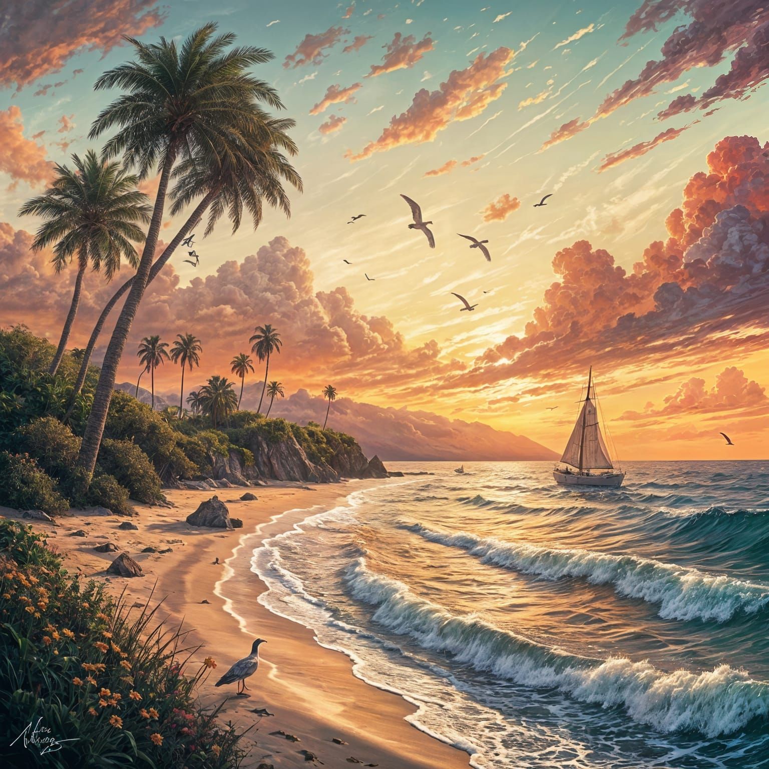 Summer night by the sea.