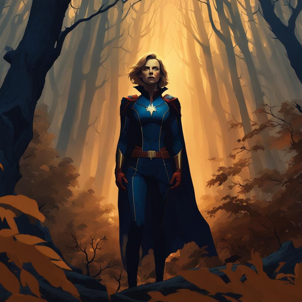 Carol Danvers Vampire in Dark Fantasy Forest