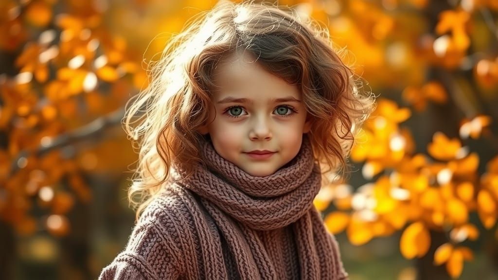 Autumn Girl Portrait in Golden Light