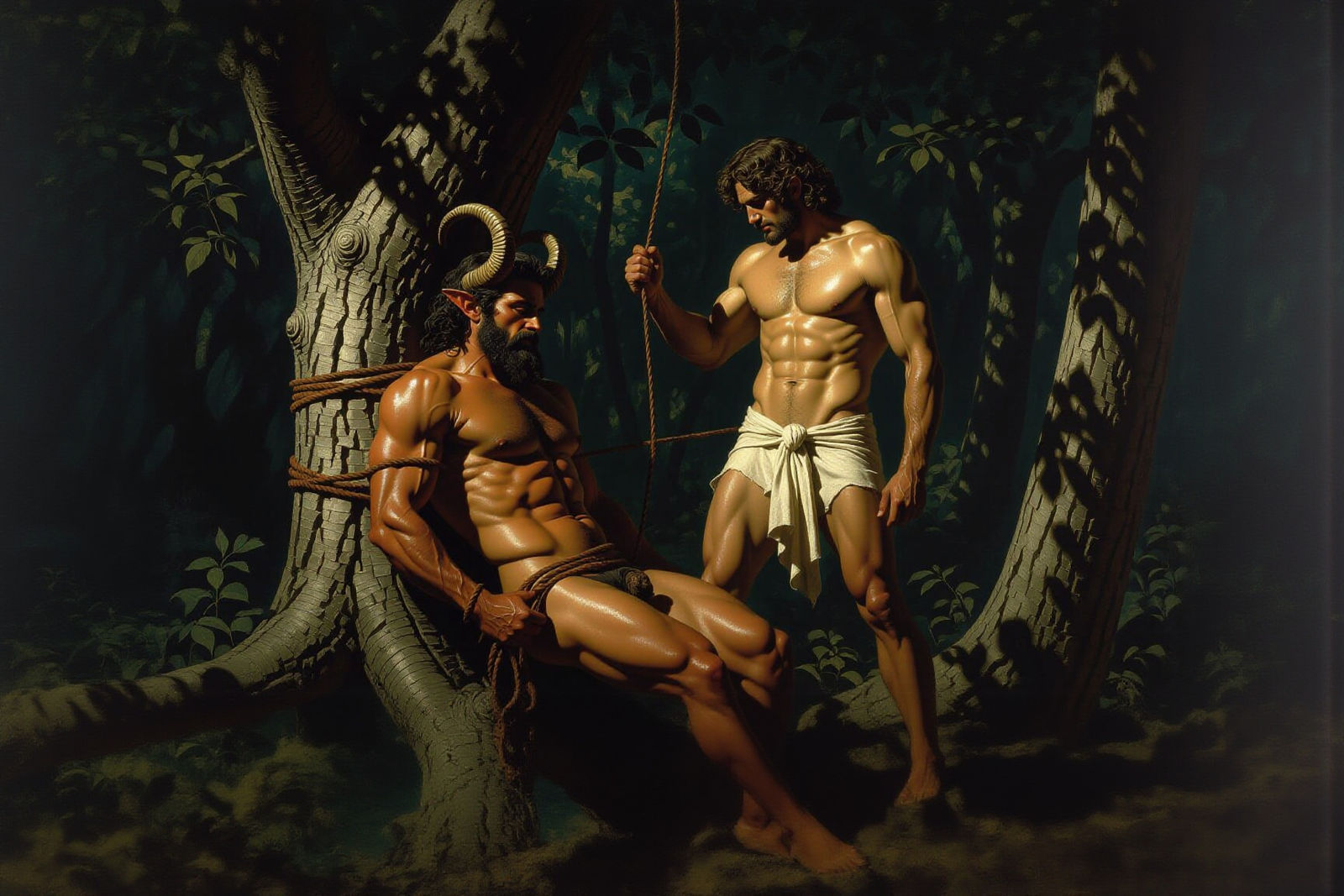 Apollo Over Marsyas in Dark Masterpiece Style
