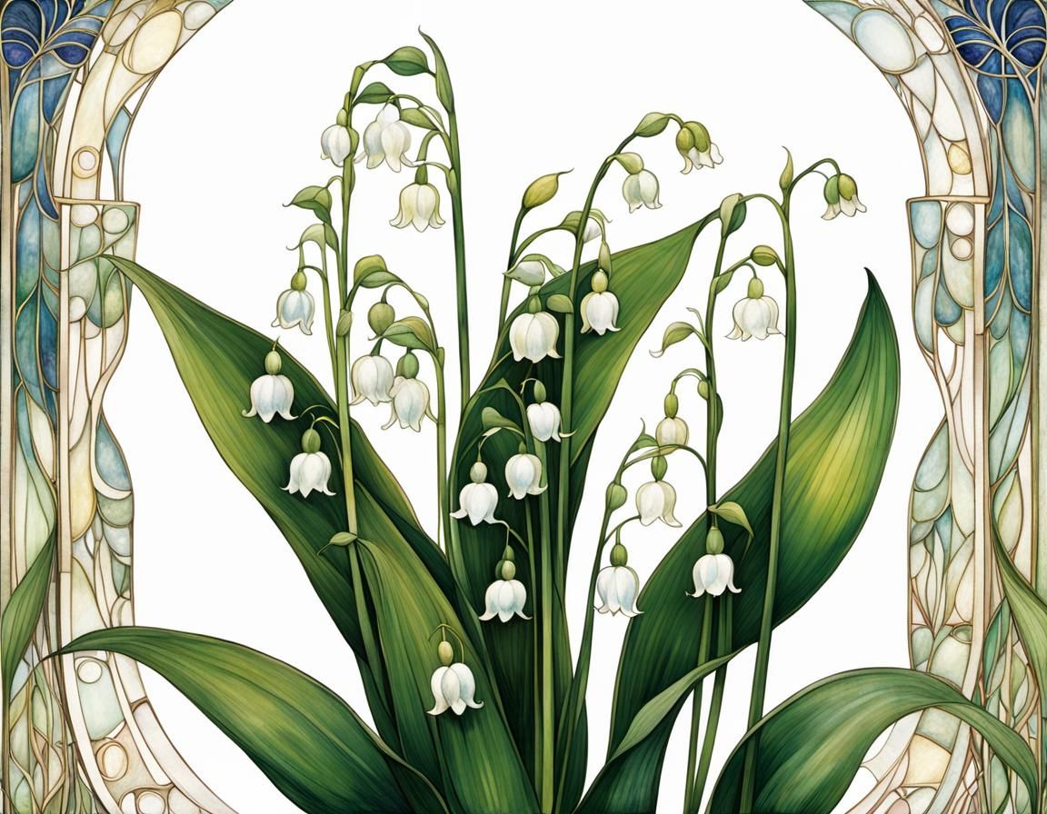 Lily of the Valley in Art Nouveau Style