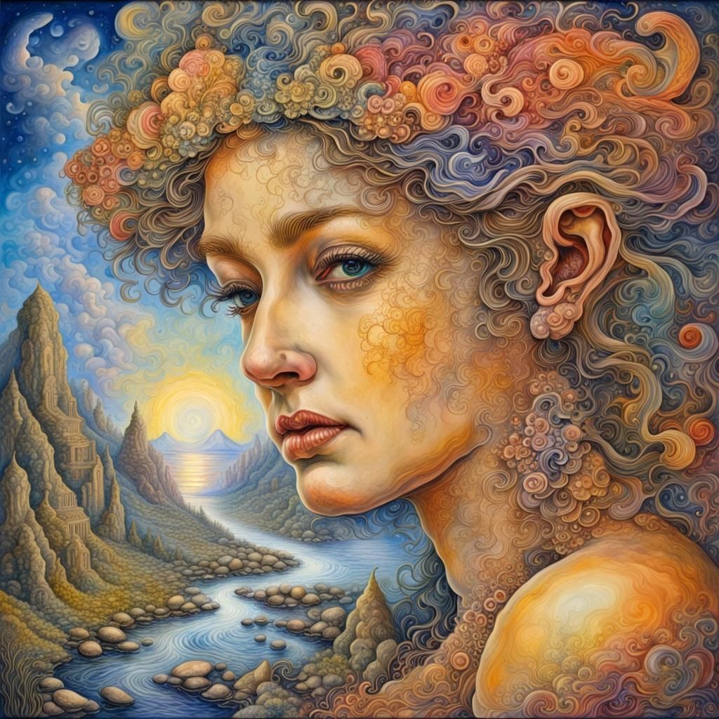 Dreamlike Oil and Ink Painting in Surrealist Style