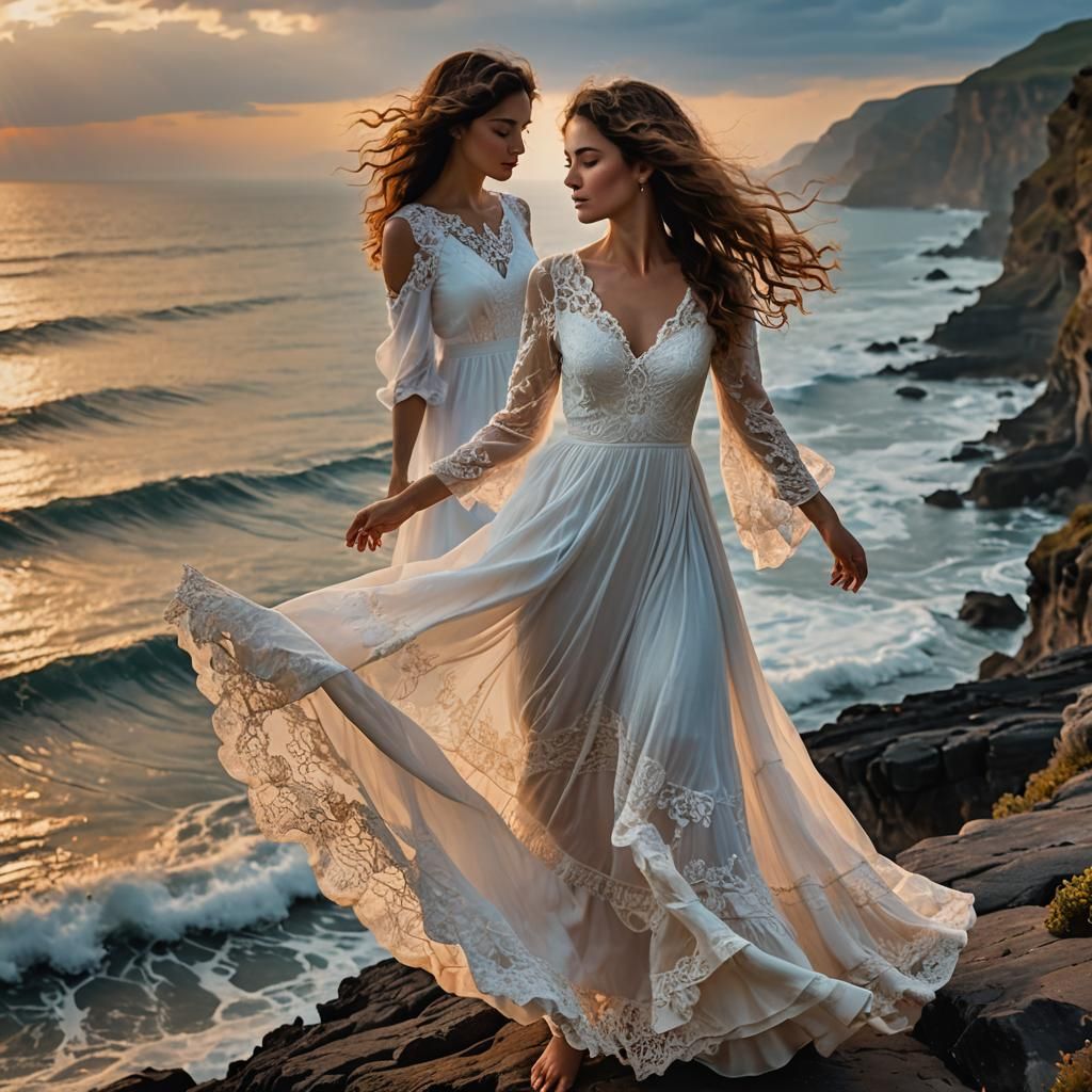 Woman at Sunset in Soft Impressionism Style