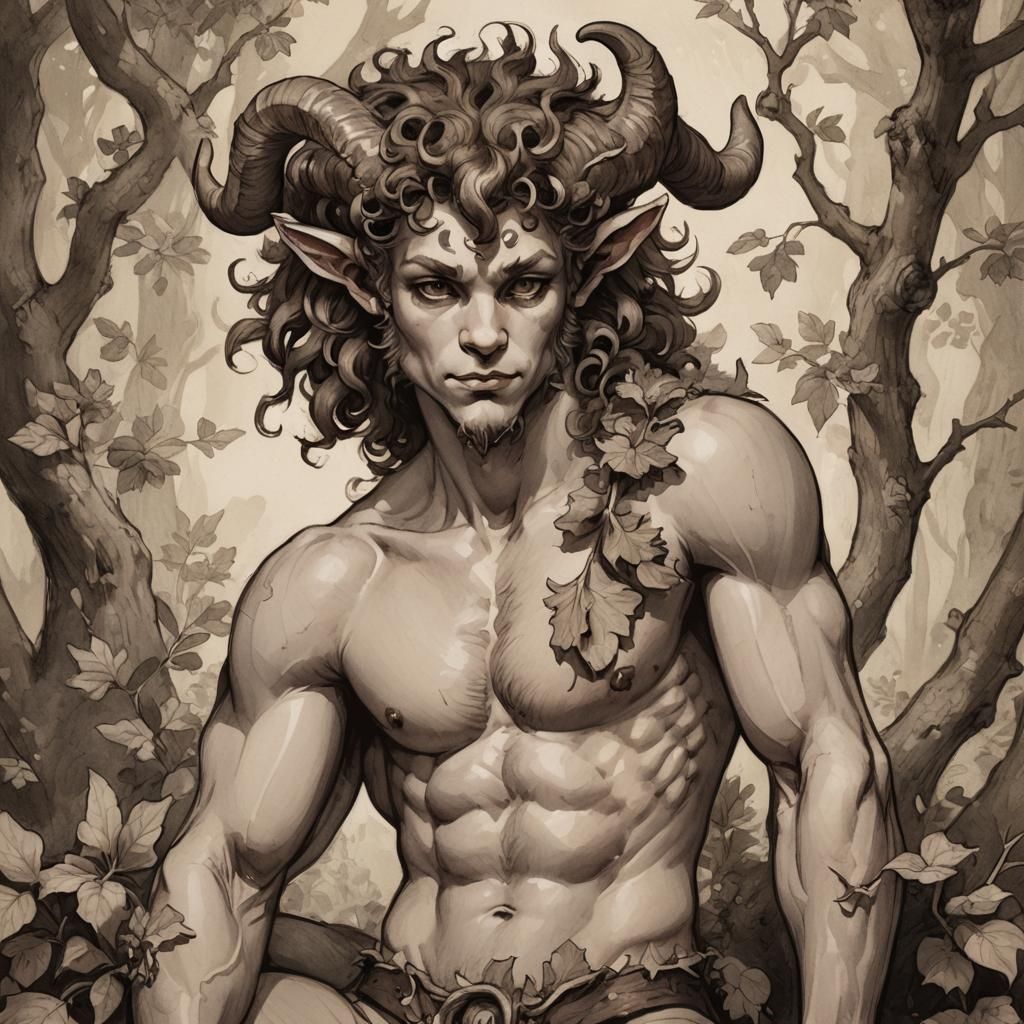Charming Handsome Satyr Portrait