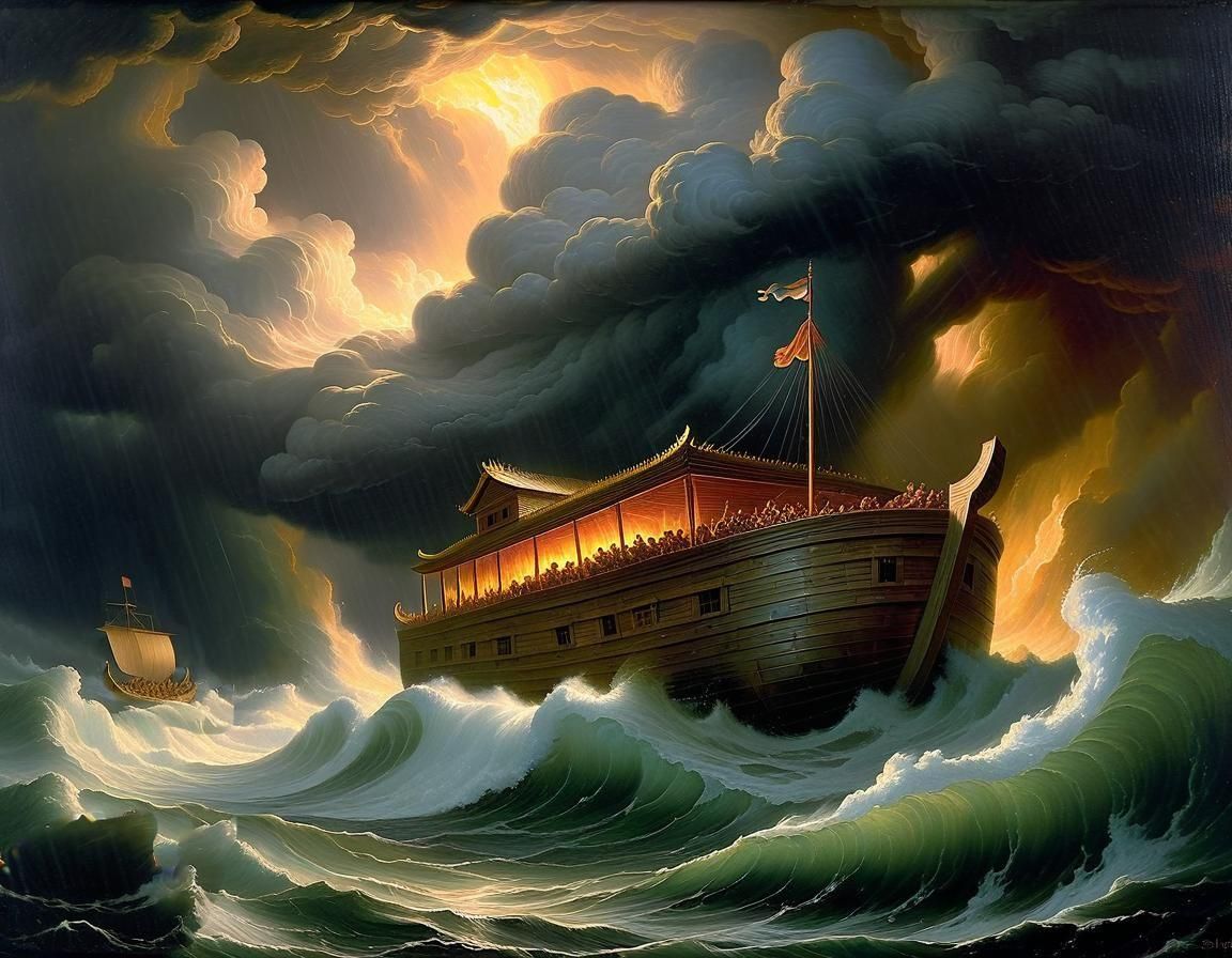 Noah's Ark Navigates the Great Flood