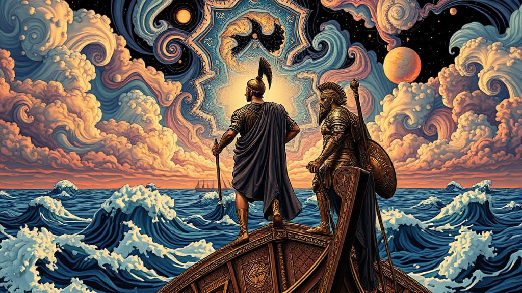 Heroic Byzantine Warrior at the Battle of Salamis in Cosmic ...