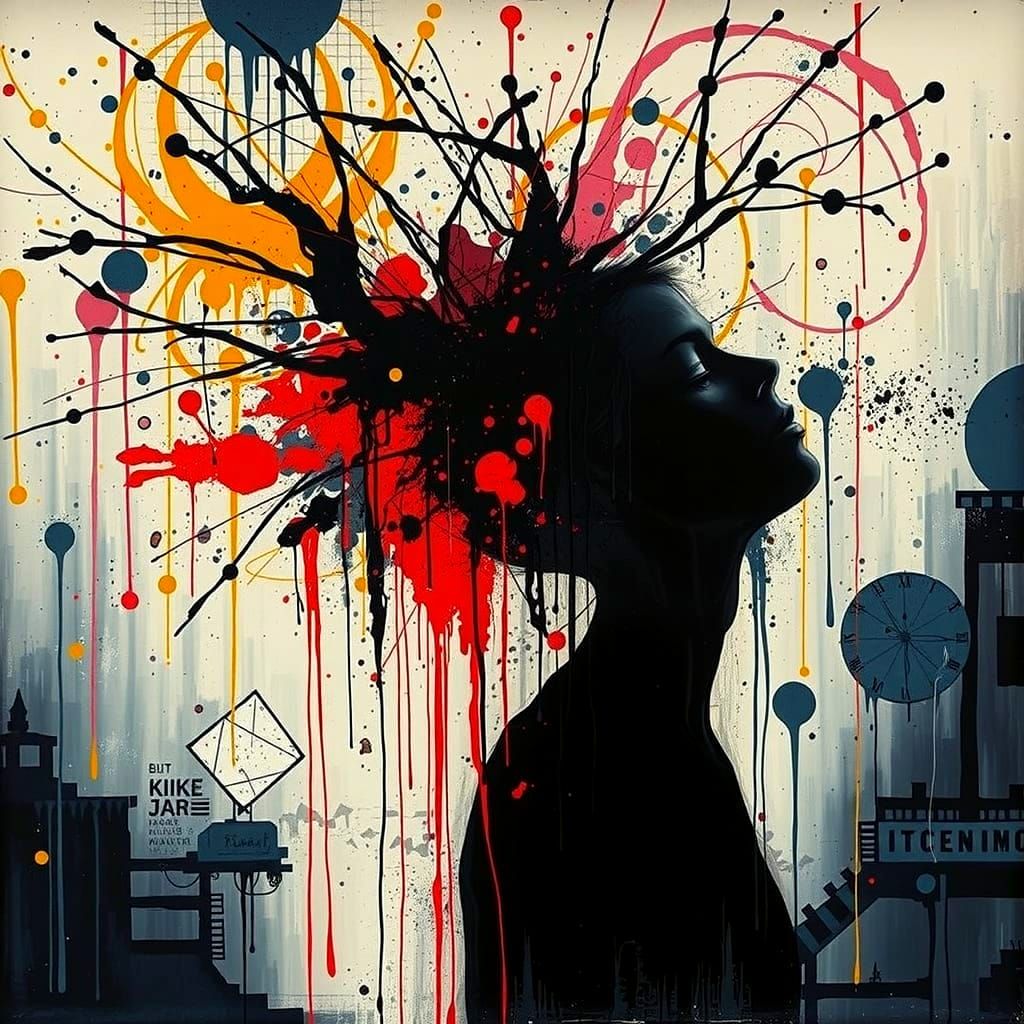 Abstract Mind Explosion in Moody Art Brut Style