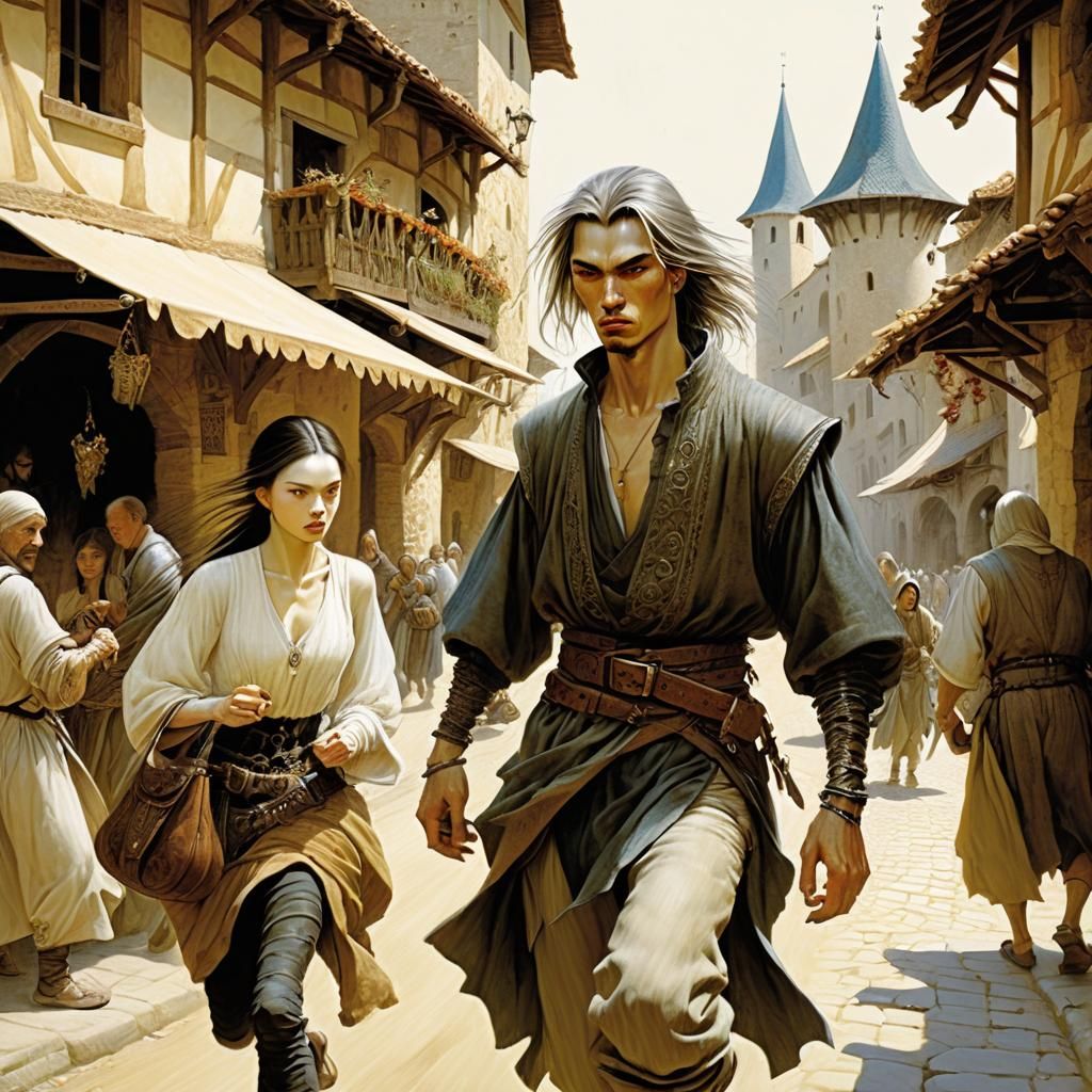 Medieval Thief Caught in the Act of Pickpocketing in Bustlin...