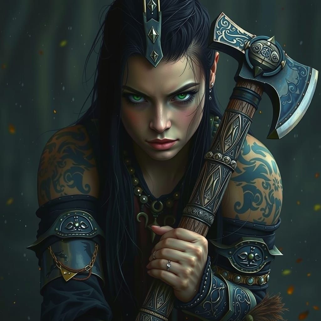 Viking Warrior Goddess in Fjord Landscape