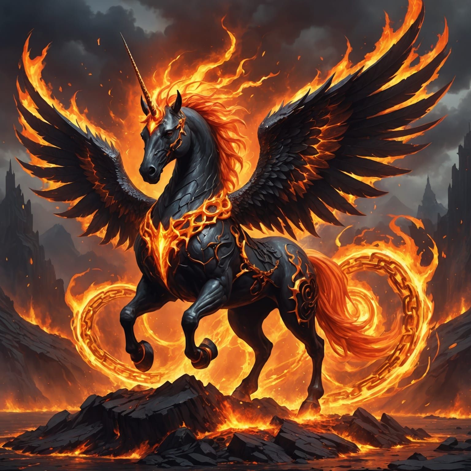 Majestic Lava Alicorn Breaks Free: A Vision of Freedom