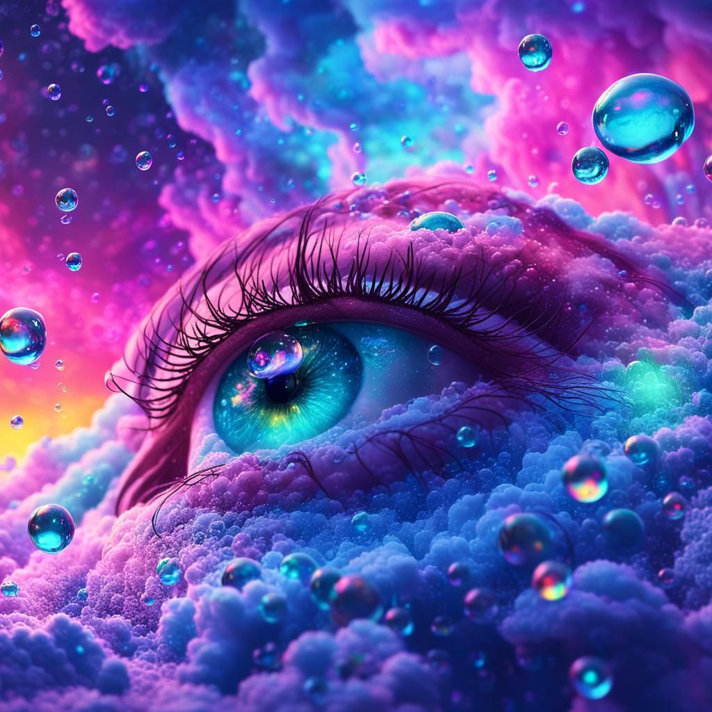Tears Fall Through Realms in Dreamlike Surreal Style