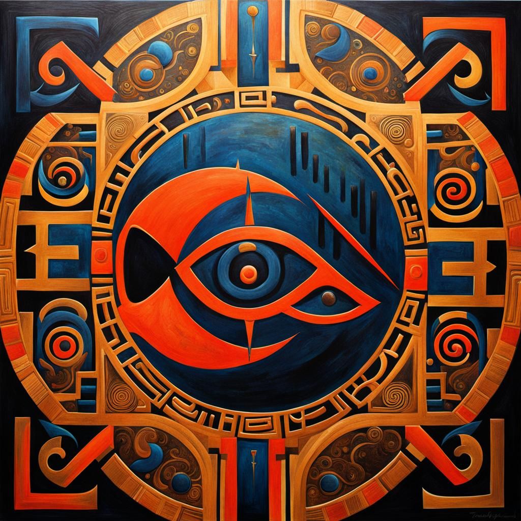 Esoteric Symbols in Dynamic Tachisme Brushwork